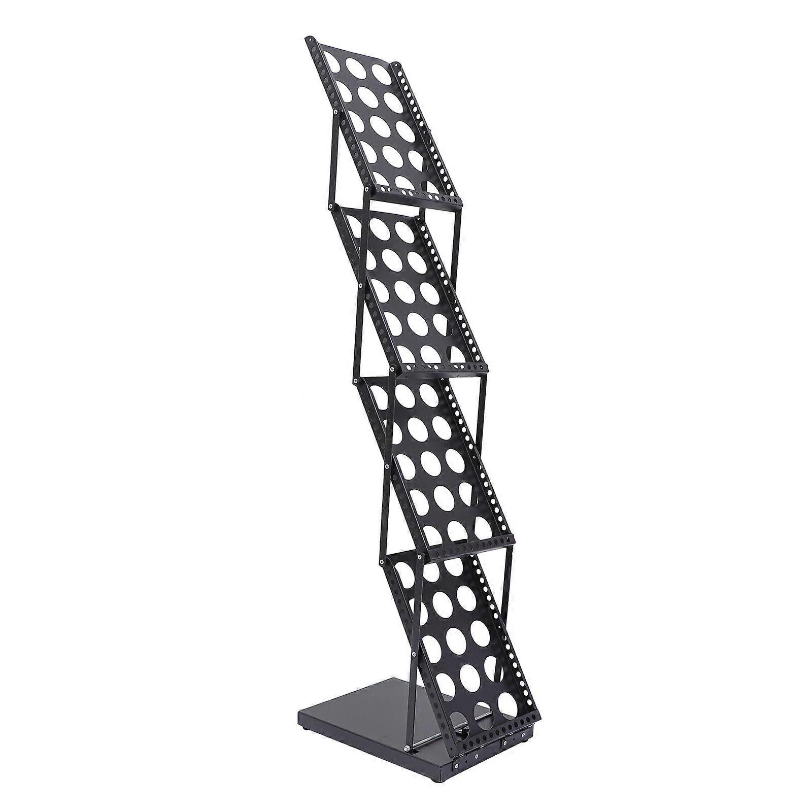 Folding Brochure Stand for Storage Use Vertical Multilayer Black Iron Rack Suitable for Home and Store