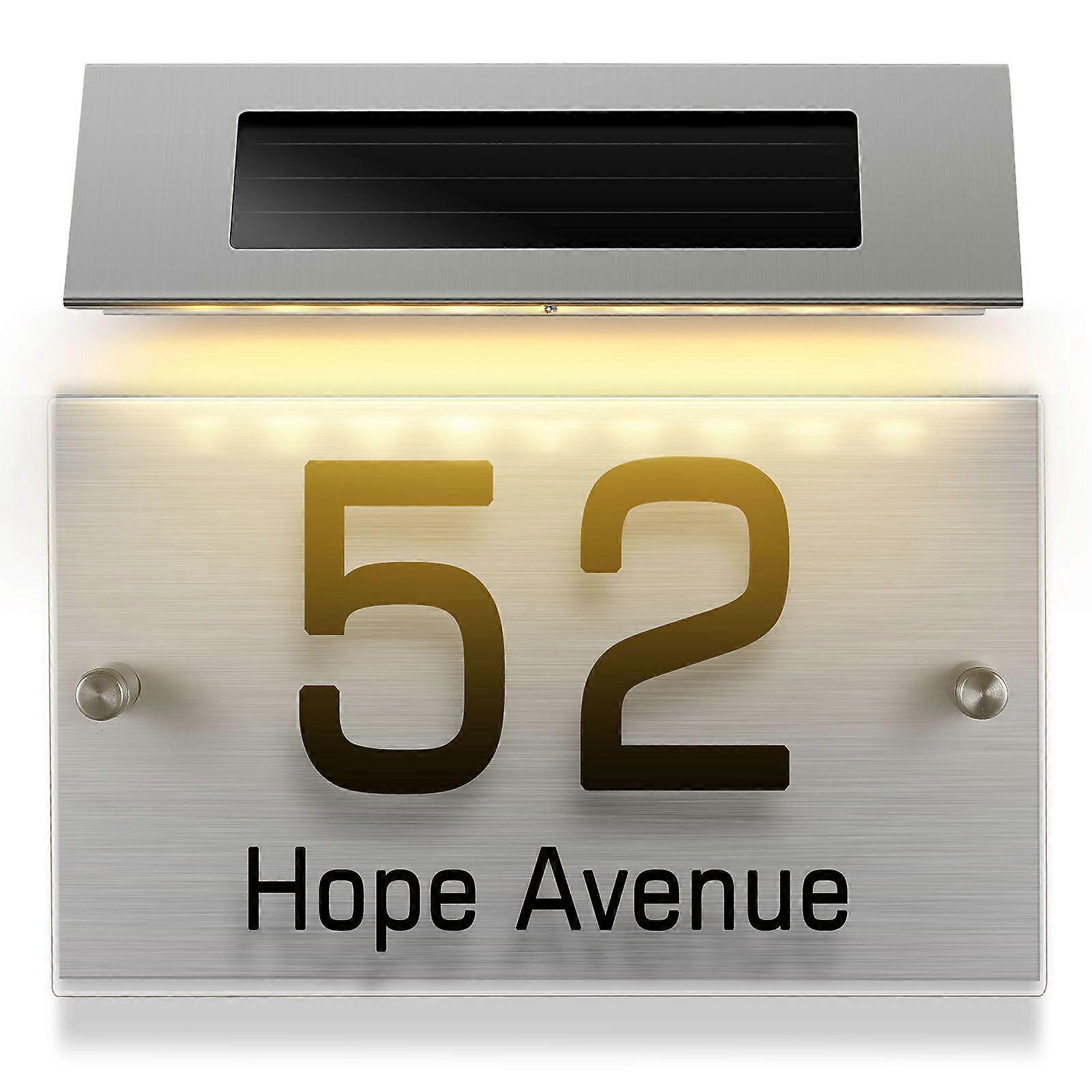 1 Set Address Sign House Number Solar Doorplate Lamp Address Number Plate