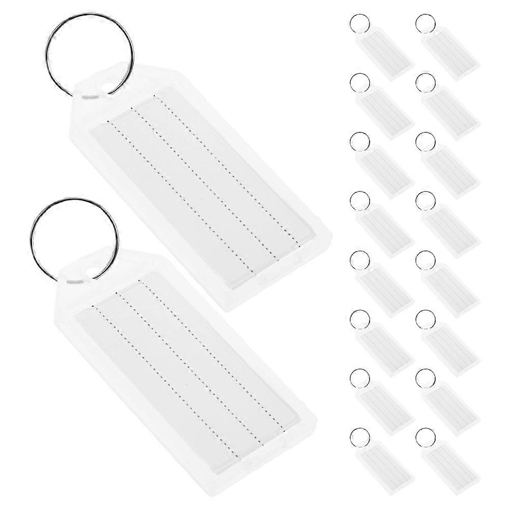 50pcs Plastic Key Tags with Split Ring, Blank Label Window Name Tags for Suitcases, Backpacks & Keychain Identification