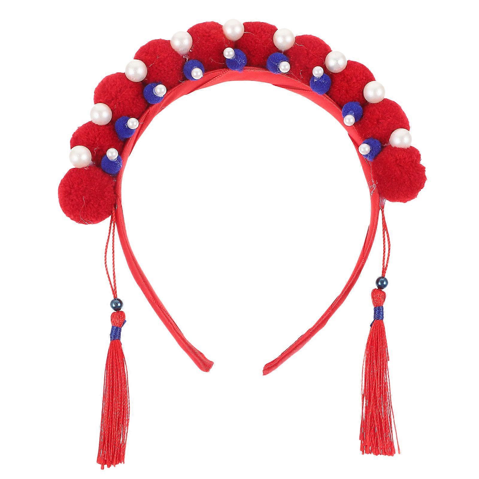 Traditional Chinese Headband Tassel Headband Pearl Headband For Women Theme Party 1Pcs