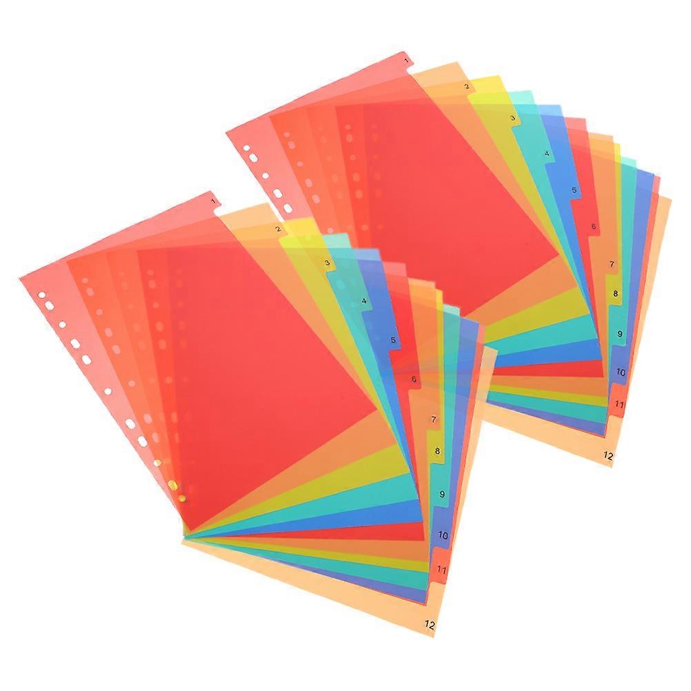 Quick File Retrieval Binder Dividers With Tabs For School Office Home Assorted Color 29.50X21.00X0.20CM Tabbed Design 2 Sets