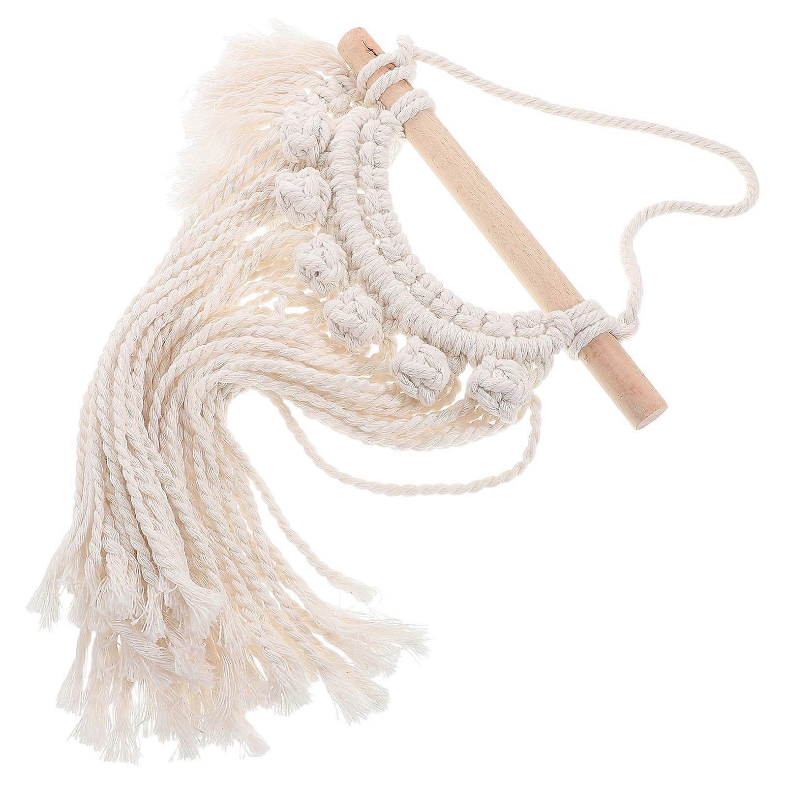 Small Woven Wall Hanging Boho Wall Decor Wood Material Rectangular Shape 1Pcs