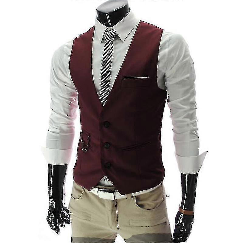 Herren Slim Fit Business Weste Anzug Weste Jacke Mantel