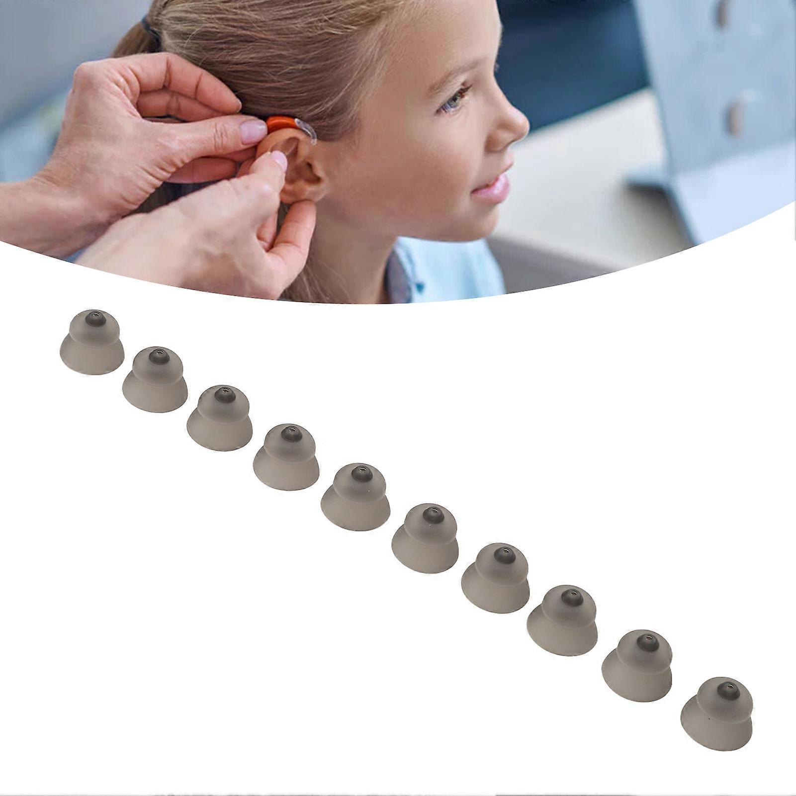 10pcs Sound Amplifier Dome Double Layer Open Washable Silicone Static Sound Amplifier Tips Ear Pieces Black for Phonak 13mm