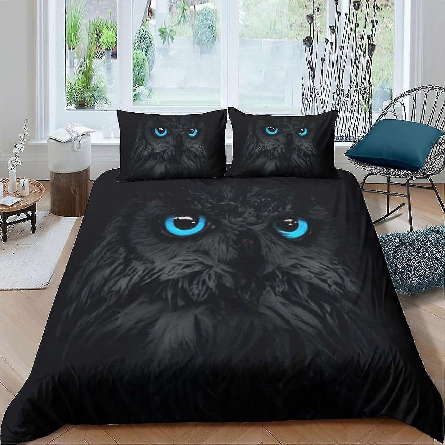 3D Animal Printed Duvet Cover Set with Microfiber Pillowcases & Zipper Closure for Double Bed