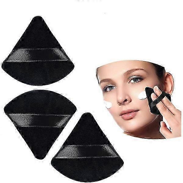 3-pack Black Triangular Powder Puff Washable Makeup Sponges