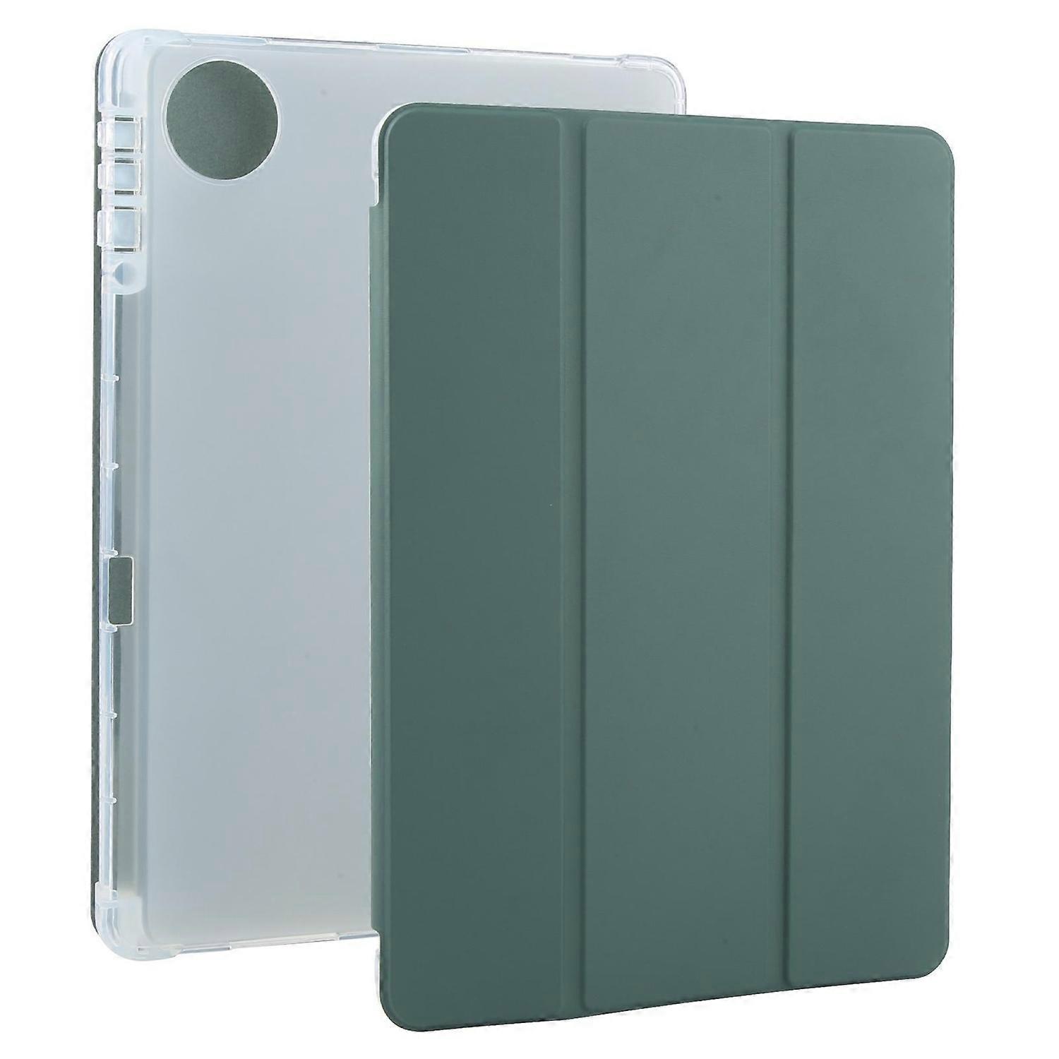 3-fold Smart Leather Tablet Case For Honor Pad 10 12.1 - Dark Green