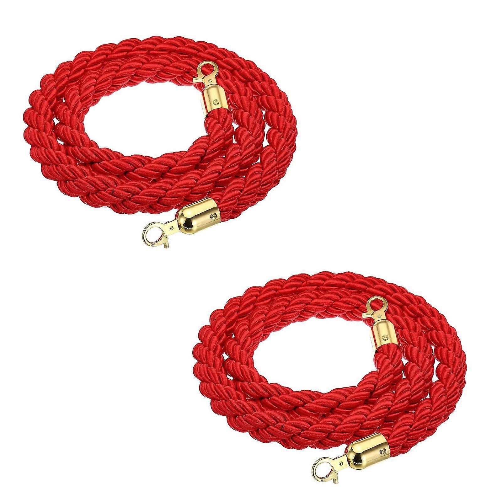 Red Twisted Rope Barrier for Crowd Control at Events, 2.5m Length, Set of 2, Outdoor Use, Durable Material