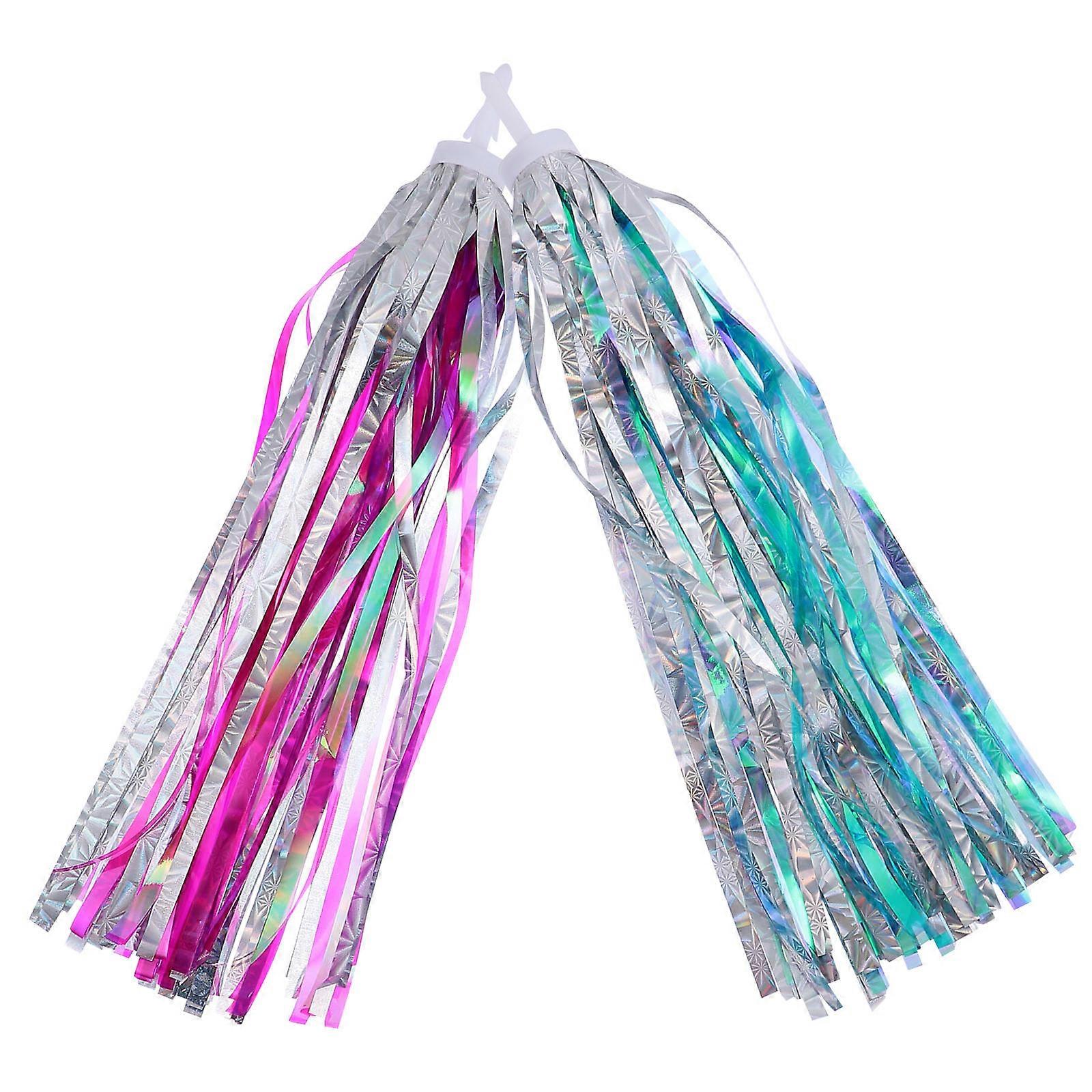 2 Pairs Bike Streamers for Children with Handlebar Hanging Ribbons and Grip Tassels