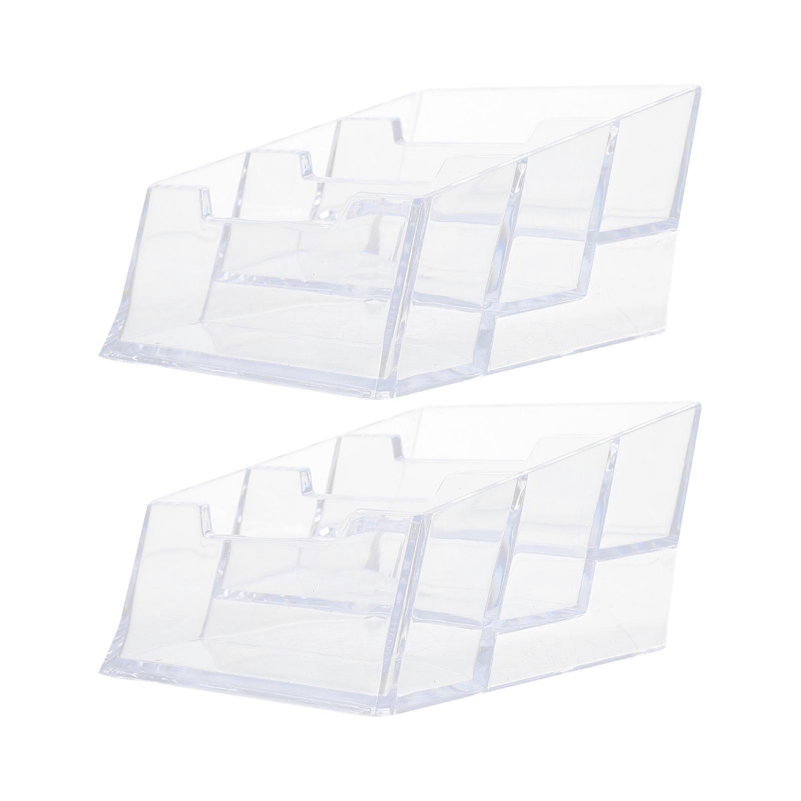 2Pcs Plastic Business Card Holder Desktop Box Office Supplies