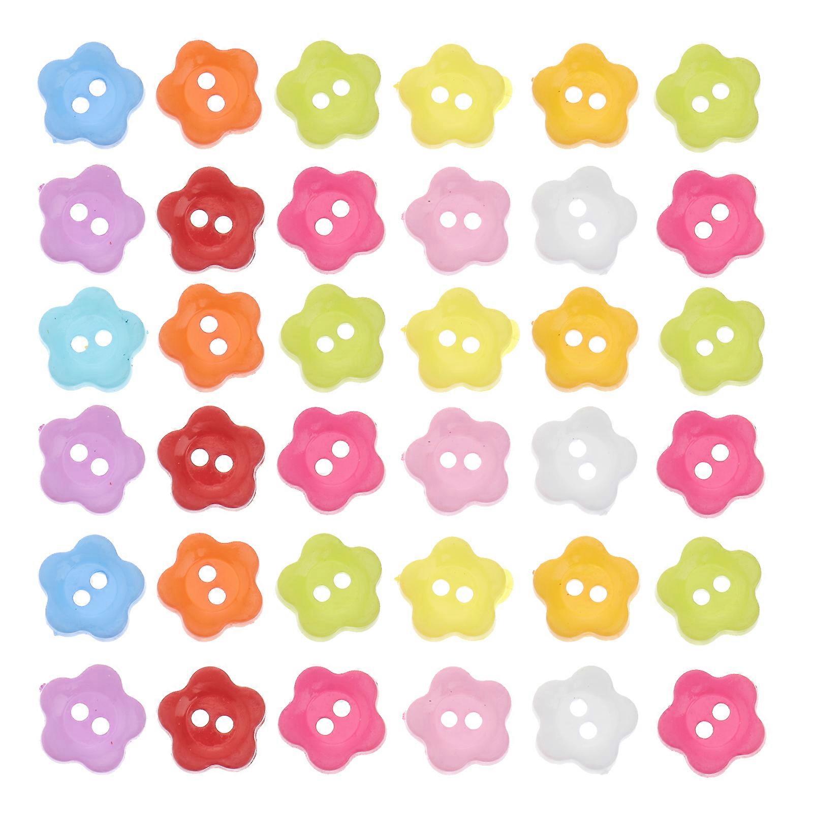 200 Pcs Versatile Plastic Clothes Buttons Delicate Plum Flower Design