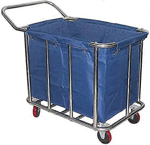 Shelfmovable cart, removable laundry basket bags, laundry trolley, cart with handle, sturdy stainless steel laundry sorting basket (blue)