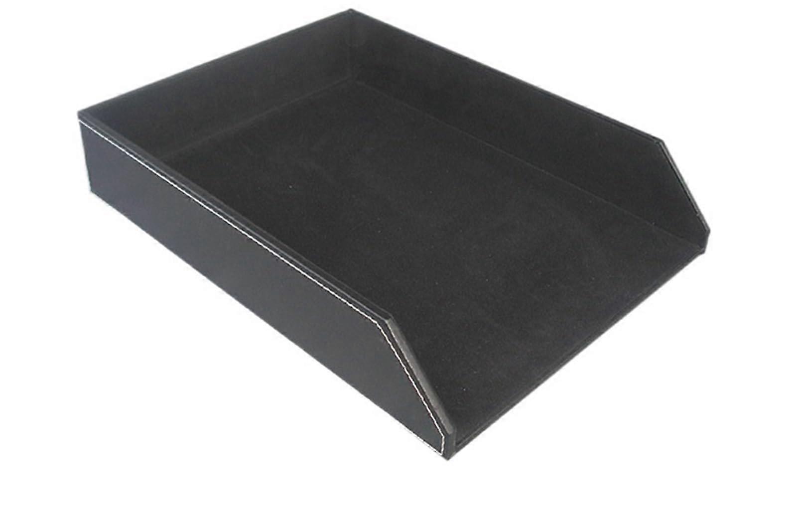 Magazine Holder Office Desktop Leather A4 File Tray, Creative Stackable SingleLayer Filing Tray, Various Compartments (Black) 34x27x6cm Black