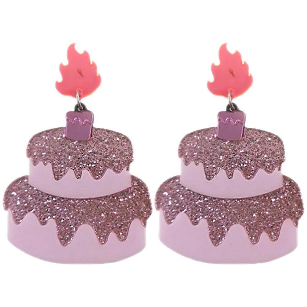Durable Acrylic Multi-Colored Cake Shaped Stud Earrings for Decoration 1 Pair