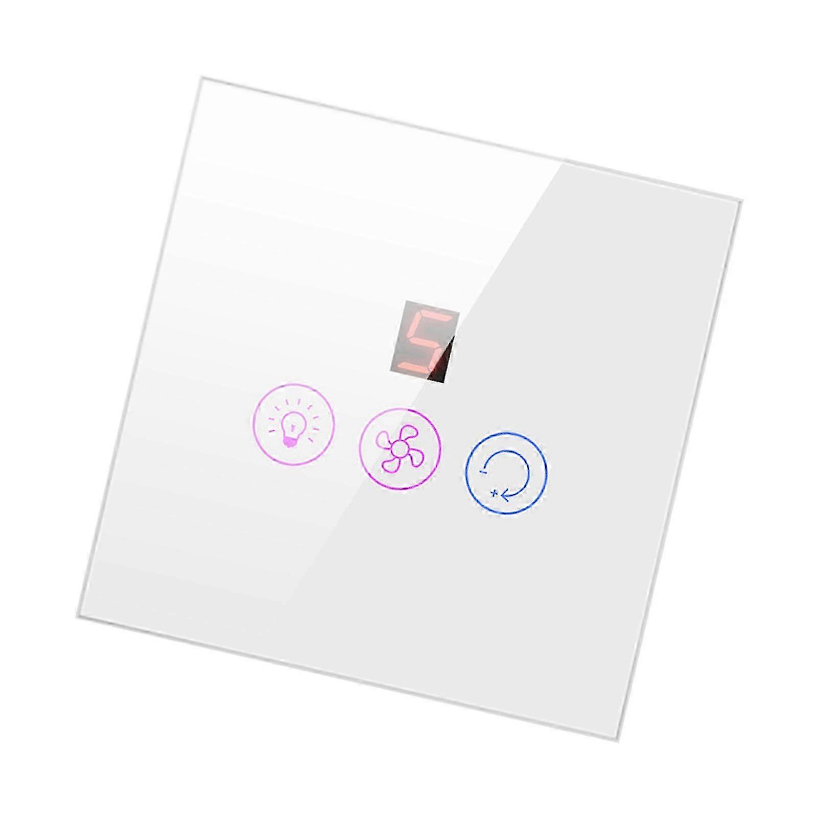 2025 Tuya WiFi Intelligent Touched Screen Fan Light Switch Speed Adjustable Fan Light Switch Mobilephone Voice Control Fan Light Switch Compatible wit