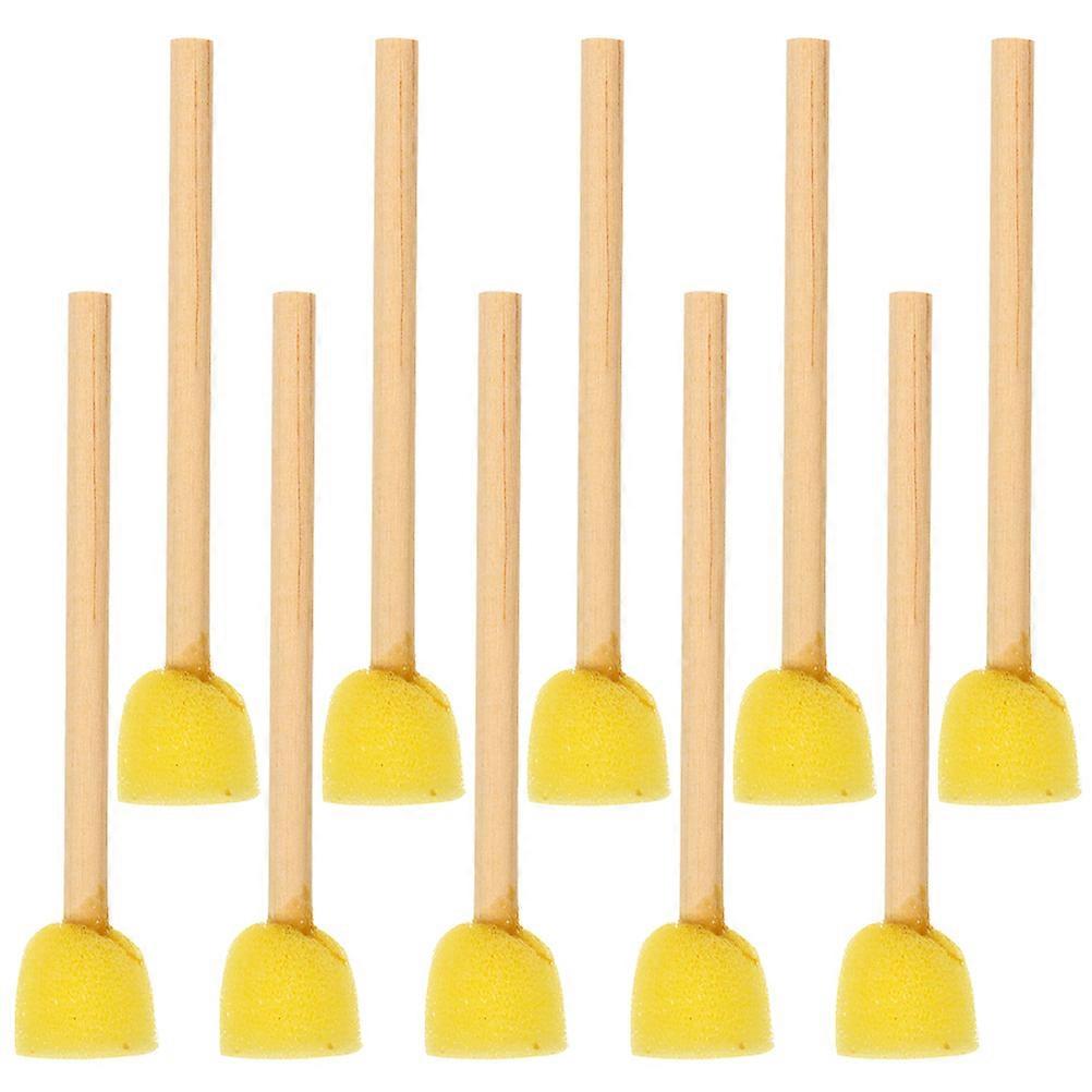 Foam Sponge Painting Pens with Wooden Handles for DIY Art Yellow Color Rich and Comfortable to Use 10 Pieces