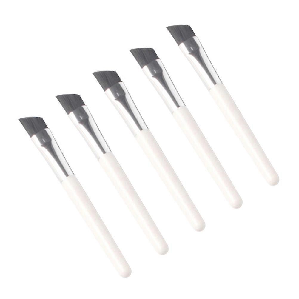 5pcs Mini Eyebrow Brushes with Synthetic Bristles, Lightweight Aluminum Handle for Home and Salon Use