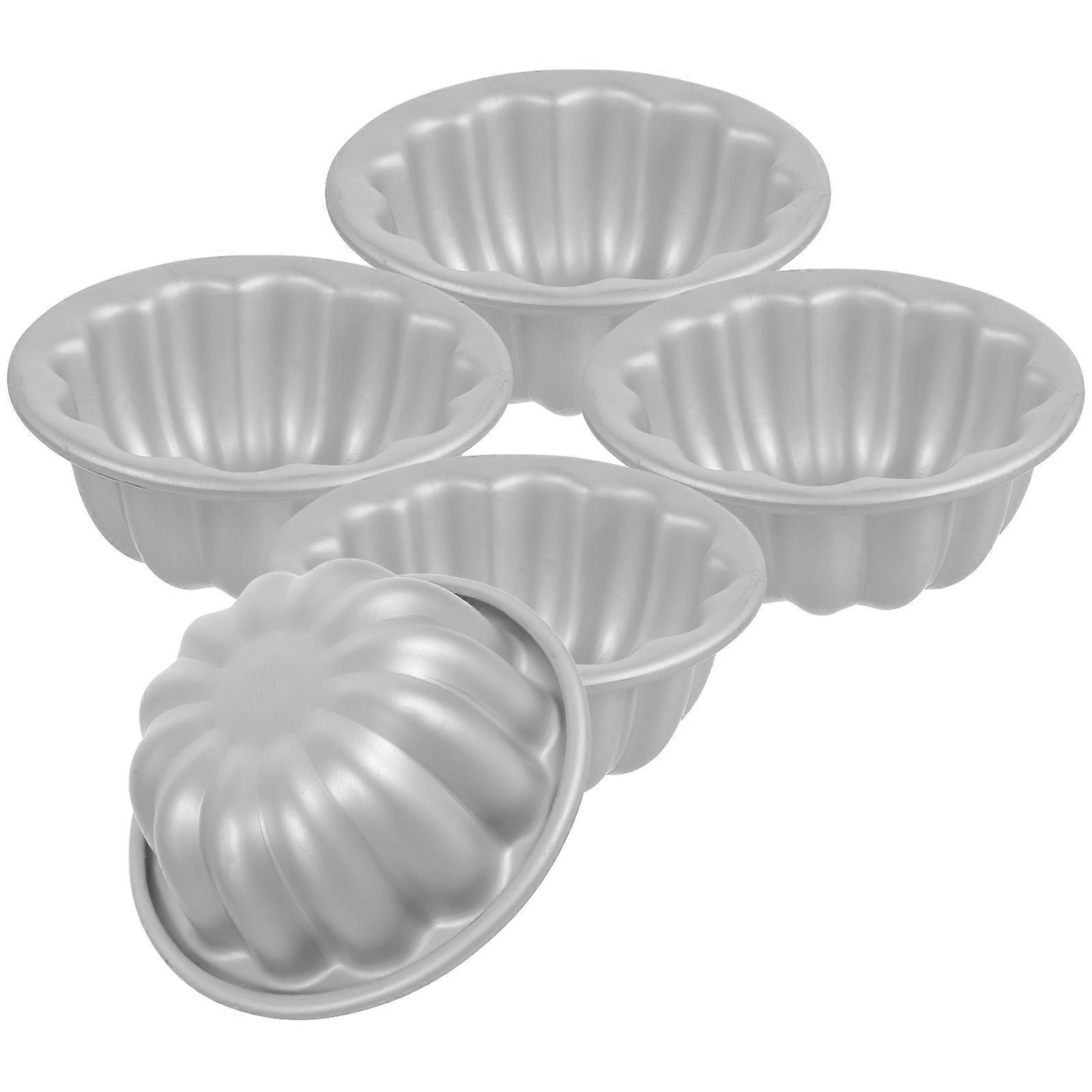 Light Grey Aluminum Baking Molds for Easy Release Nonstick Cakes Ideal for Family Gatherings and Festivals 5pcs