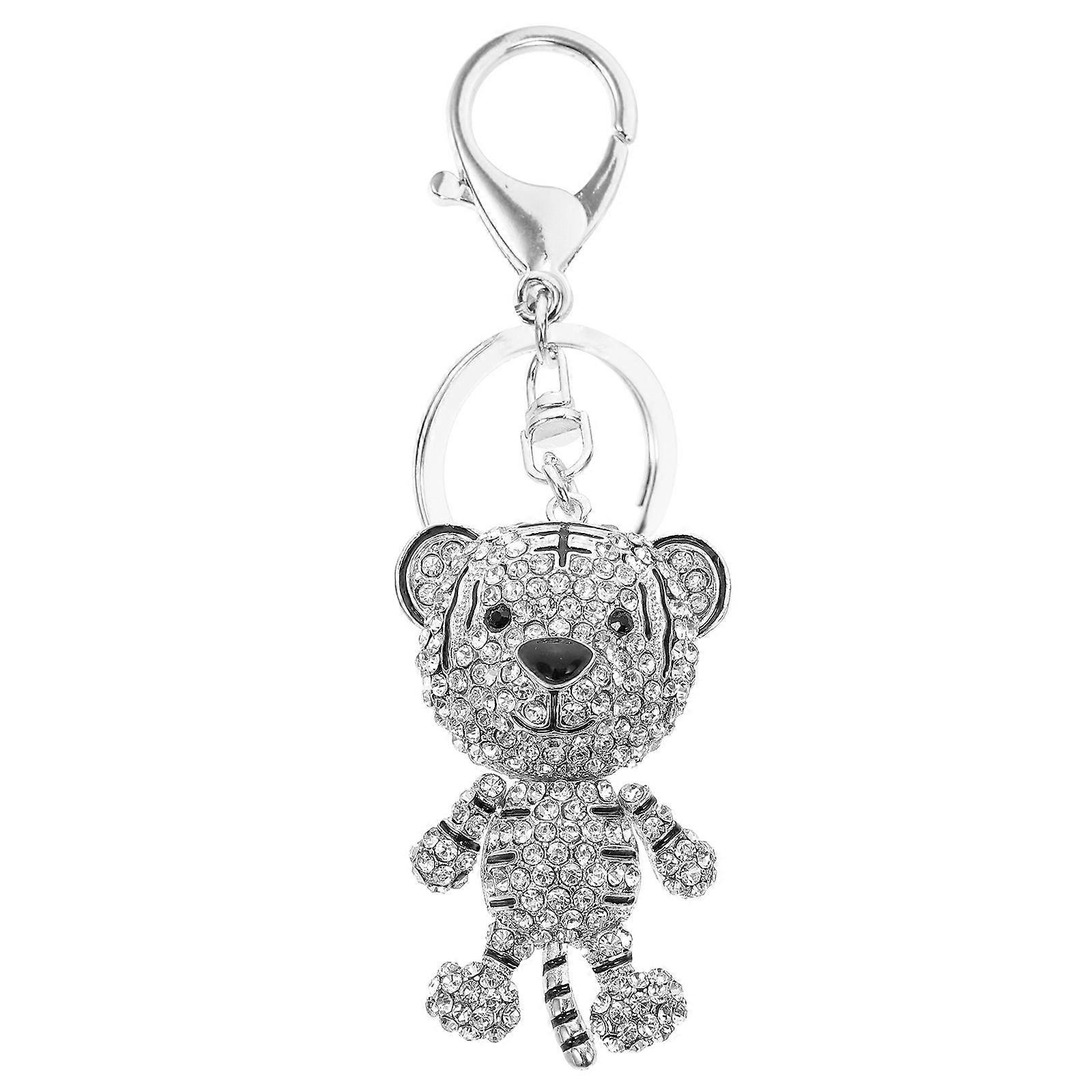 Purse Pendant Keychain Sparkly Keychain Tiger Key Pendant Rhinestone Inlaid Design Daily Use 1Set