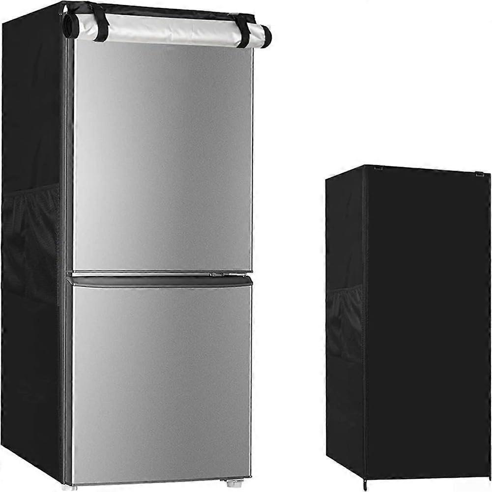 Refrigerator cover, 210D waterproof, dustproof, with zipper design, for protecting vertical freezers/beverage coolers (92 x 77 x 183 cm) 92x77x183cm