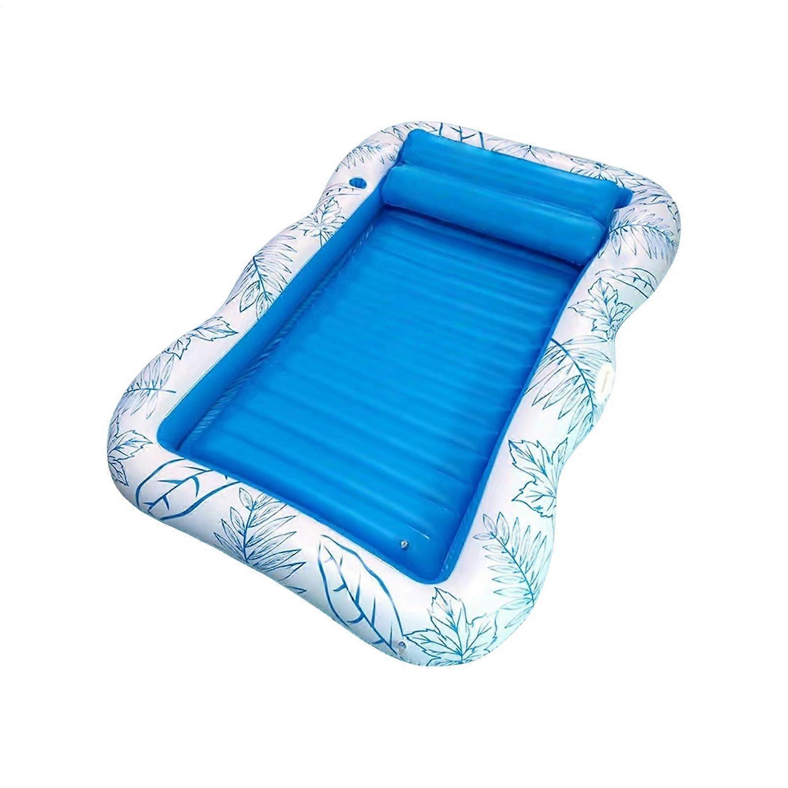 Pool Floats Double Swimming Bed Inflatable Pool Float With Cup Holder Water Hammock Blue Size S Portable