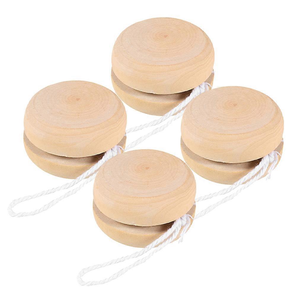 4pcs Unfinished Wooden Yo-Yo Wooden Yo-Yo Balls Blank Yo-Yo Balls Unpainted DIY Yo-Yo Balls