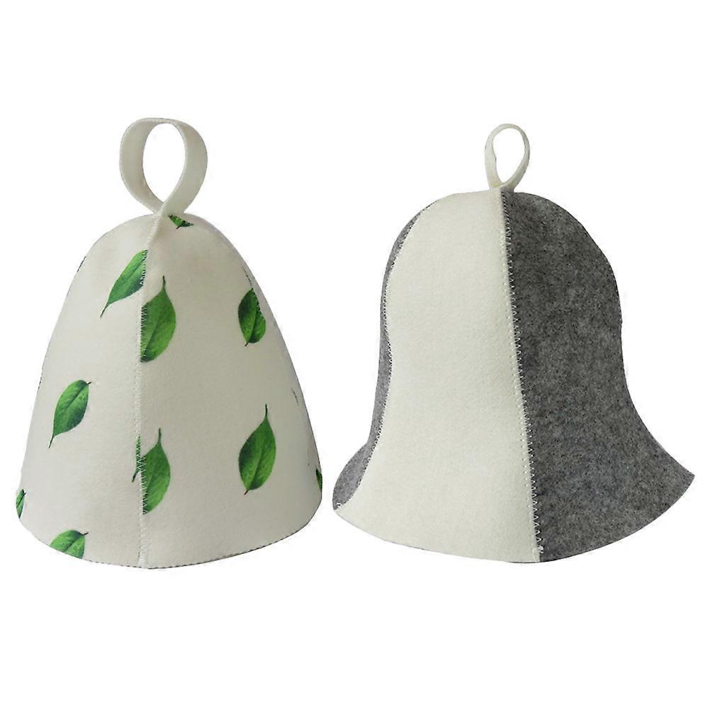 Felt Sauna Hats Bath Caps Thick Absorbent Head Protection for Women Grey Leaf Design Comfortable for Long Hair