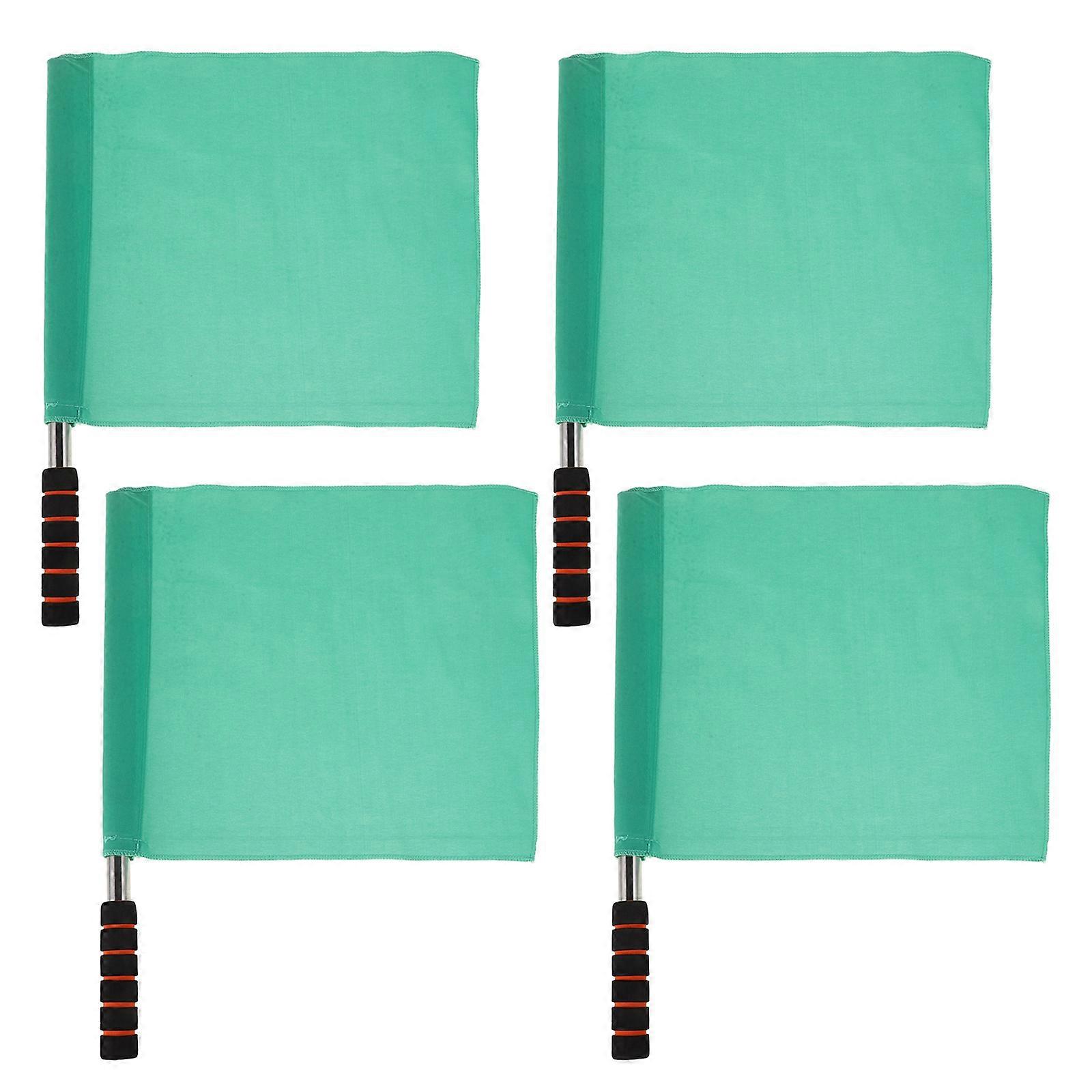 Green Commanding Referee Flag with Stainless Steel Pole for Match Use Lightweight and Durable 4 Pcs