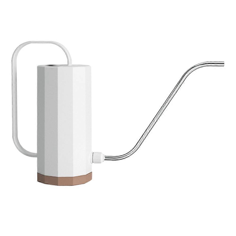 1pc 1200ml Plastic Watering Can for Household Garden with Long Stainless Steel Spout for Succulent Watering Ivory White