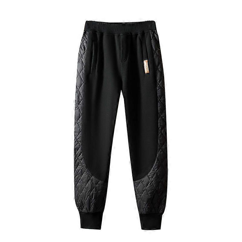Fashionable Women's Splice Harlan Trousers for Autumn and Winter with Cotton and Fleece Lining
