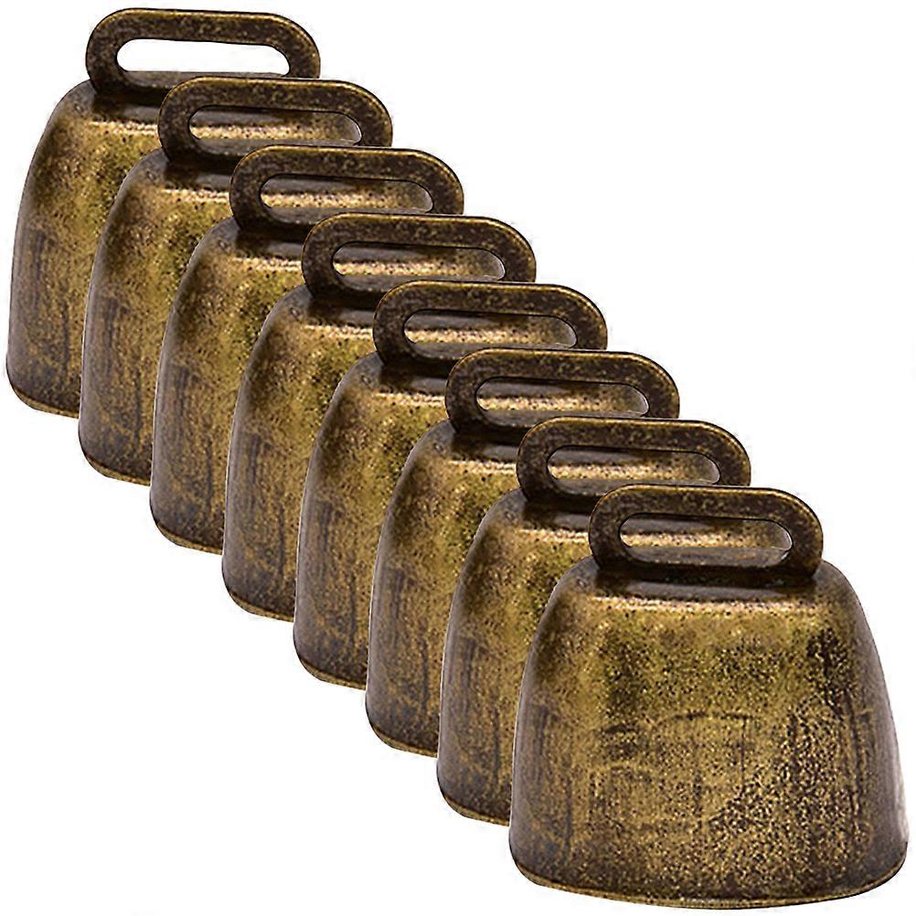 8Pcs Copper Cattle Bells for Farm Animals Loud Sound Livestock Collar Ornaments