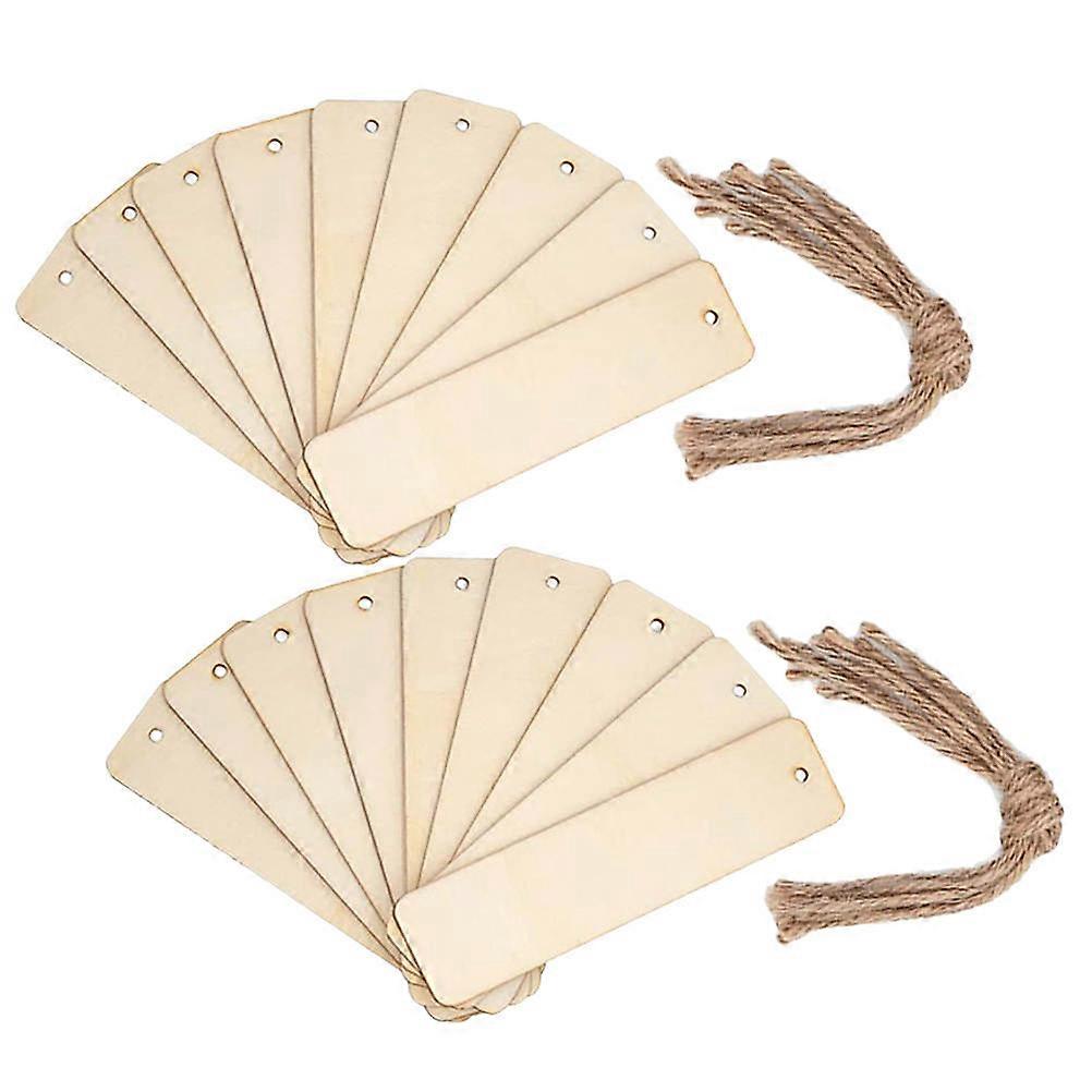 Wood Blank Bookmarks Unfinished with Lanyards for Custom Decorating 20 Pieces Light Brown
