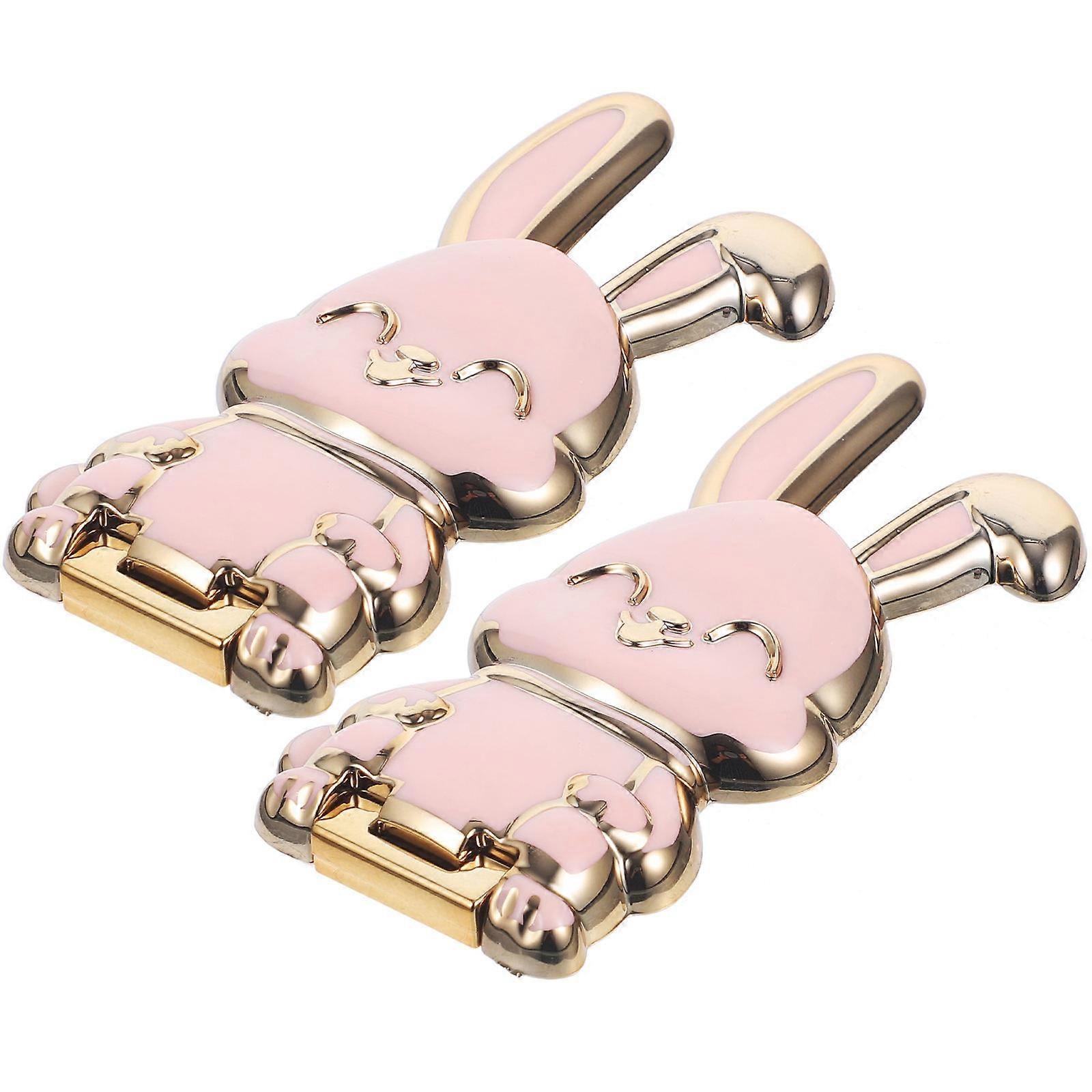 Cute Rabbit Design Phone Stand for Home Pink ABS Material Smooth Edges Practical Functions 2pcs