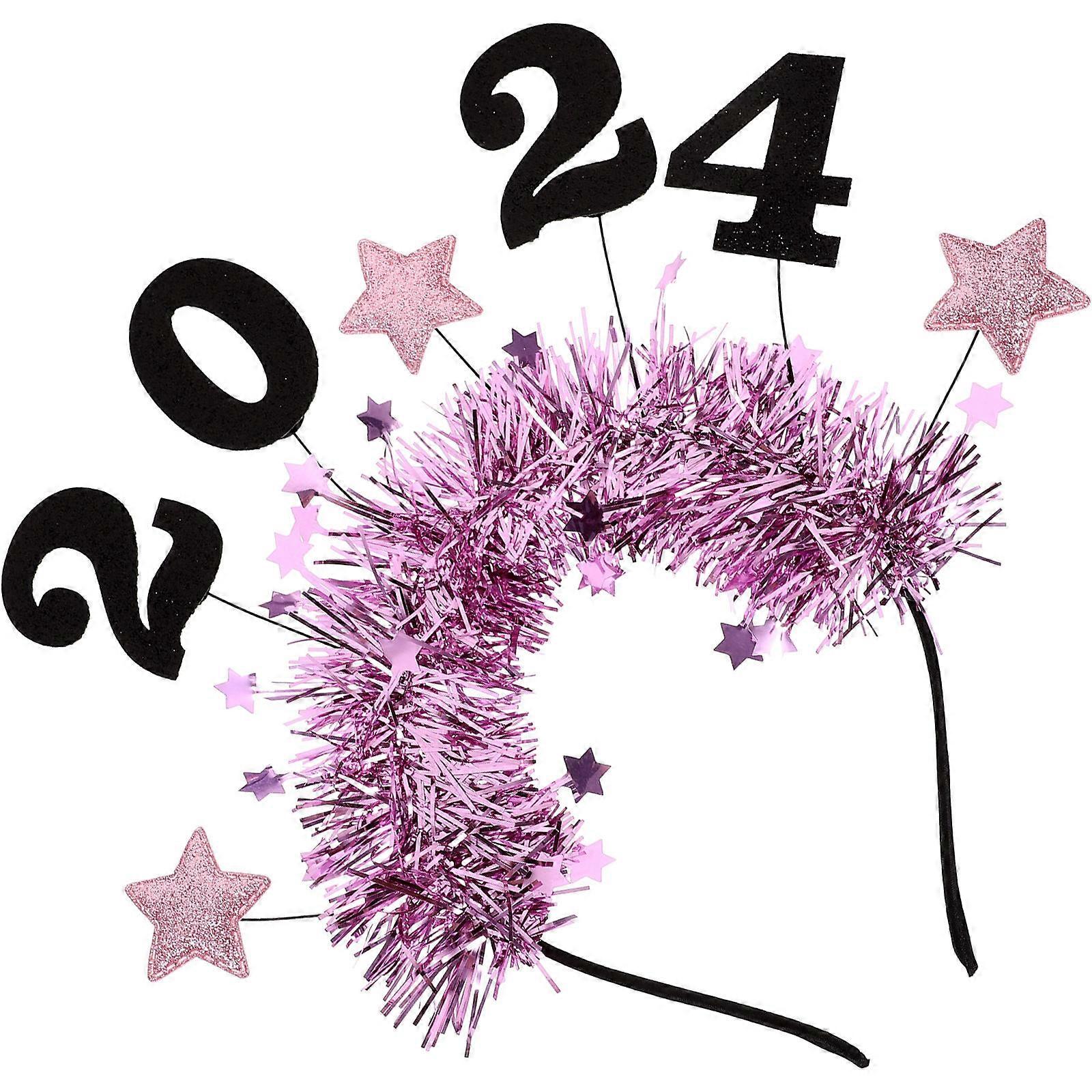 Glitter Headband for Women with Star and 2024 Design Comfortable and Festive for New Year Party