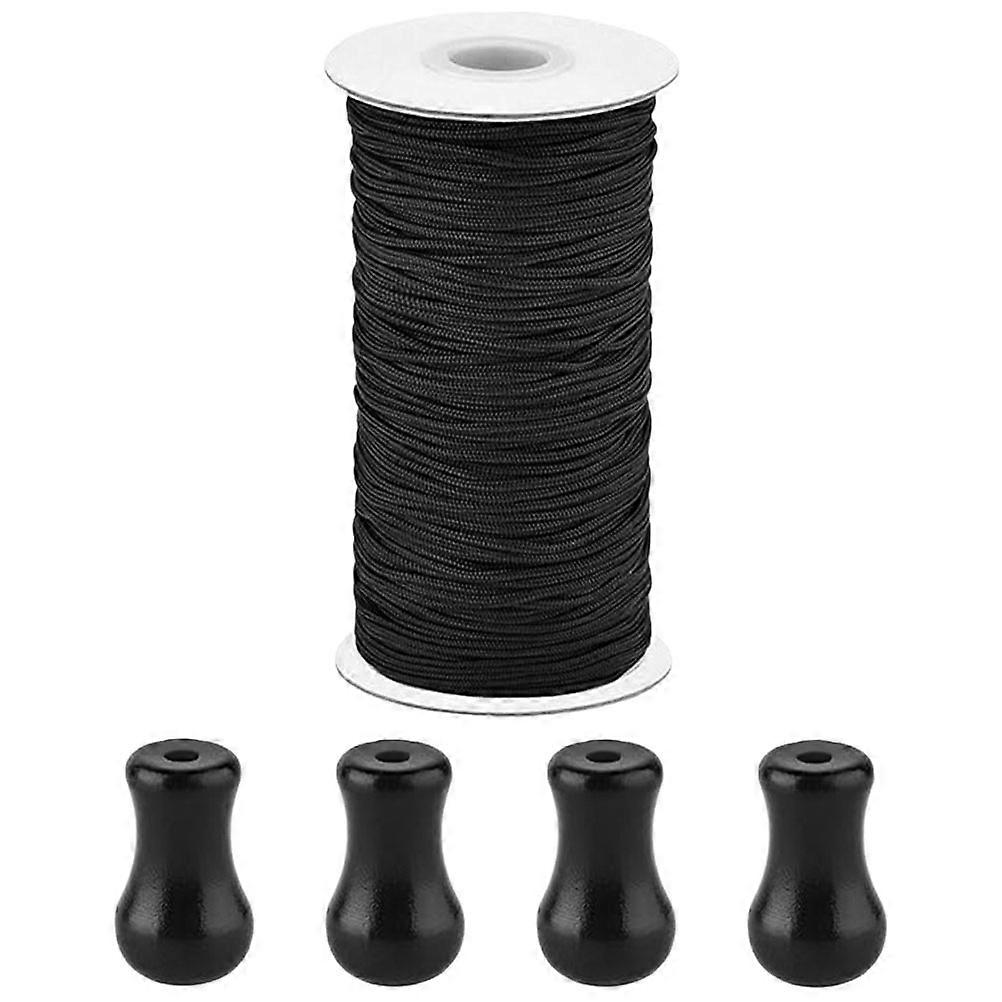 Window Blind Cord Knobs Curtain Pull Cord for Ceiling Fan Black 50M PVC Length Adjustment 1 Set