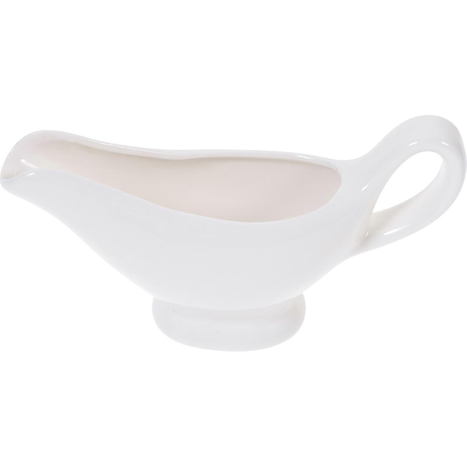 White Ceramic Sauce Boat for Kitchen Use 1pc Lightweight Hot Cold Gravy Container