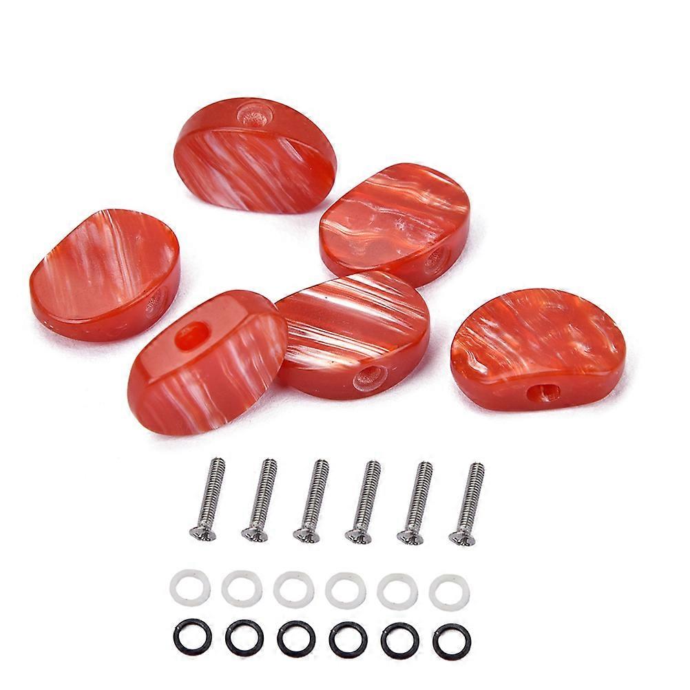 Guitar Tuners Machine Heads Replacement 6Pcs For Electric Guitar With 22.5mm Size Red Acrylic Buttons For String Tuning