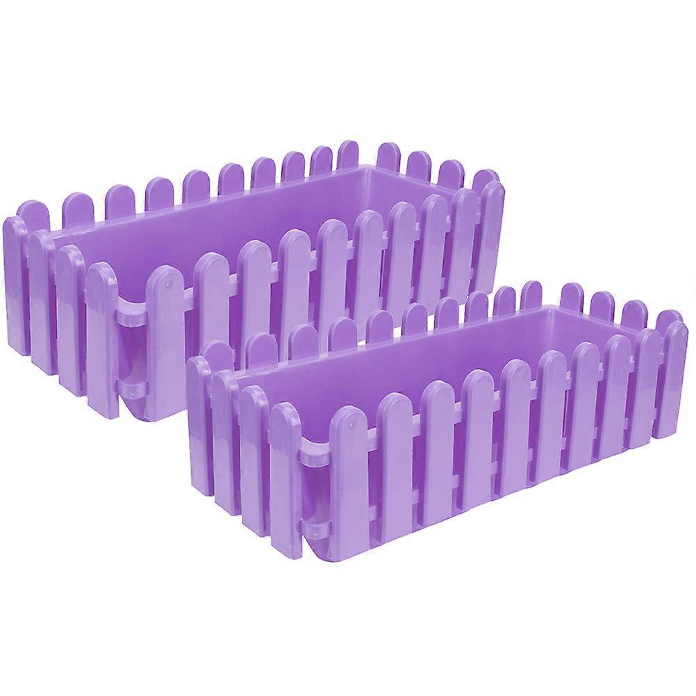 2Pcs Flower Window Box Fence Planter Box Decorative Planting Pot Rectangular Flower Container