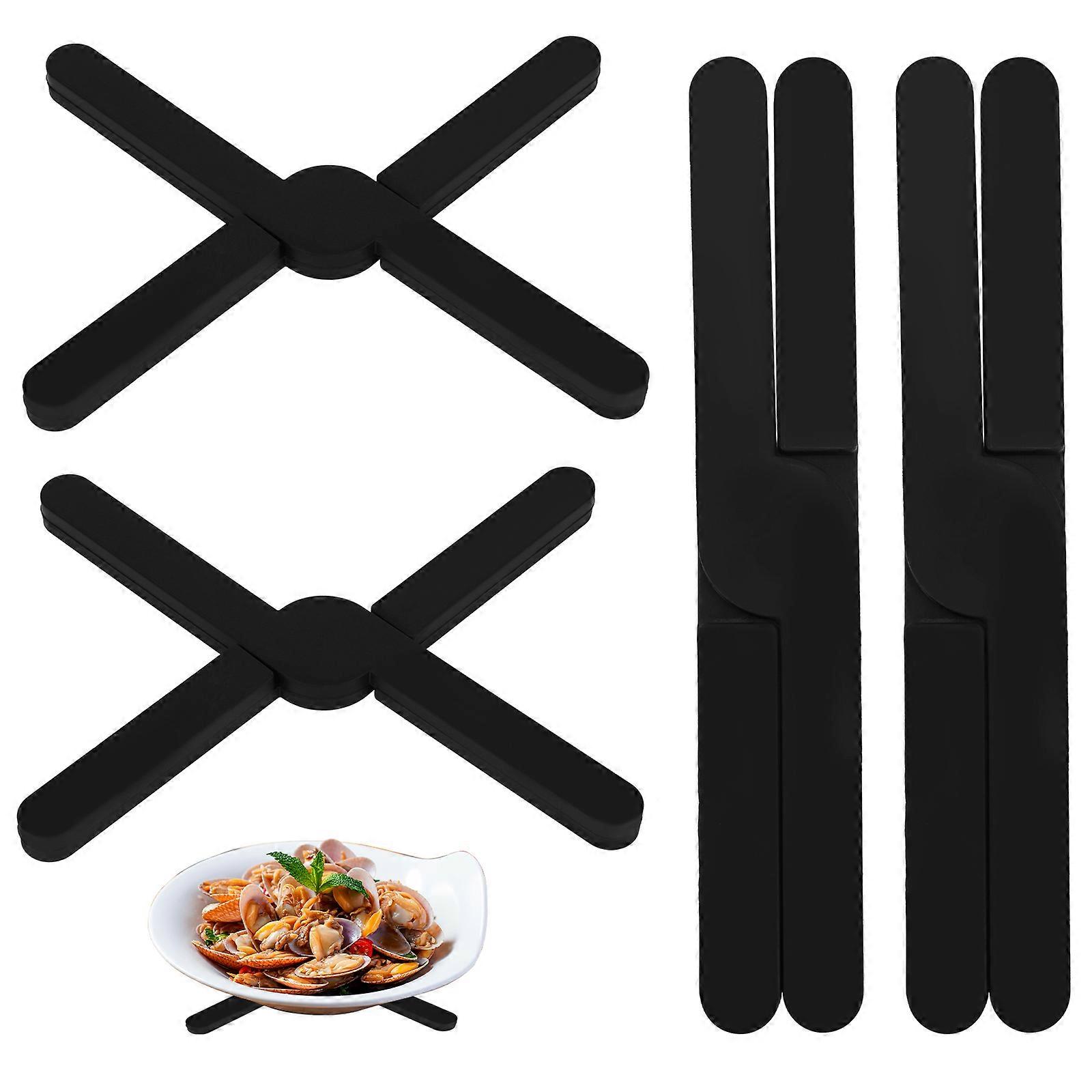Silicone Table Mat Black 4pcs Bagged