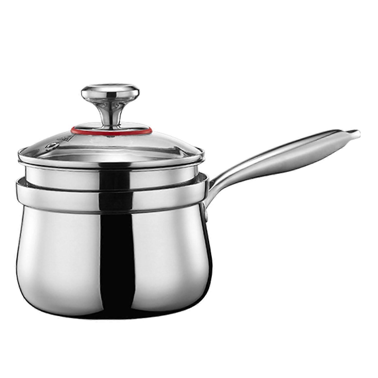 Stainless steel 304 soup and milk pots, multifunctional, metal, saucepan, practical cookware with glass lid.