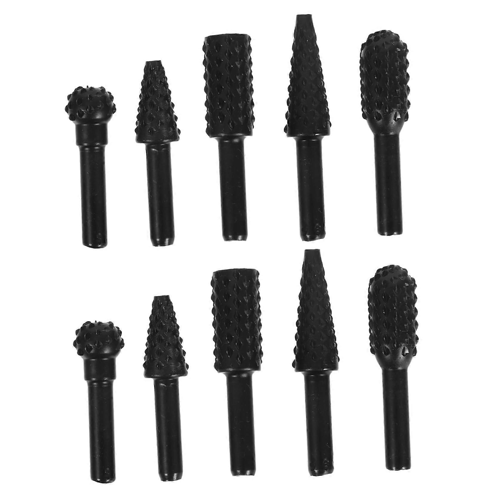 10-Piece Woodworking File Carving Tool Set, Steel Polishing Heads for Rotary Tools, Compatible with Wood Sculpting