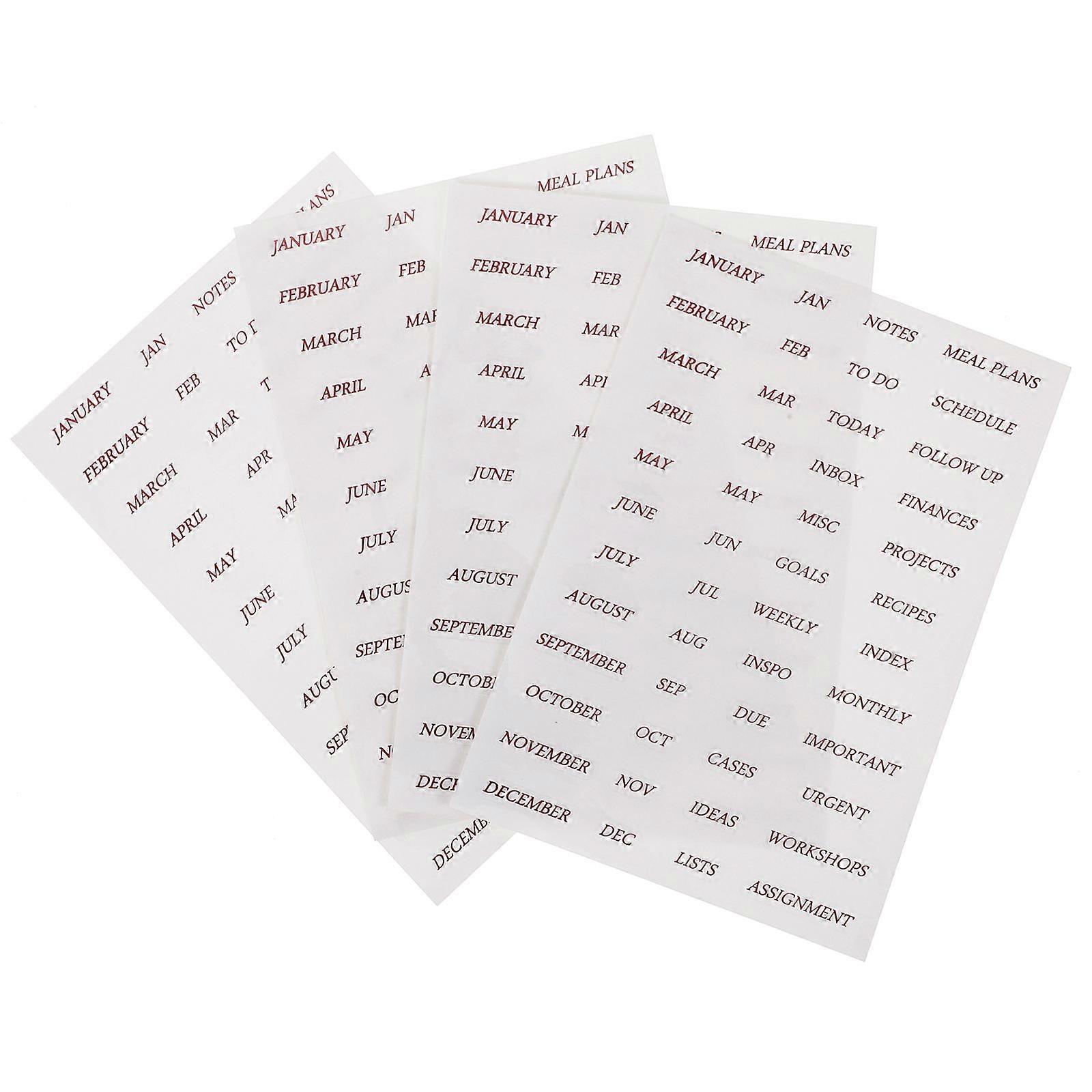 PVC Scrapbook Stickers with Gilding for Diary Use 4 Sheets Set