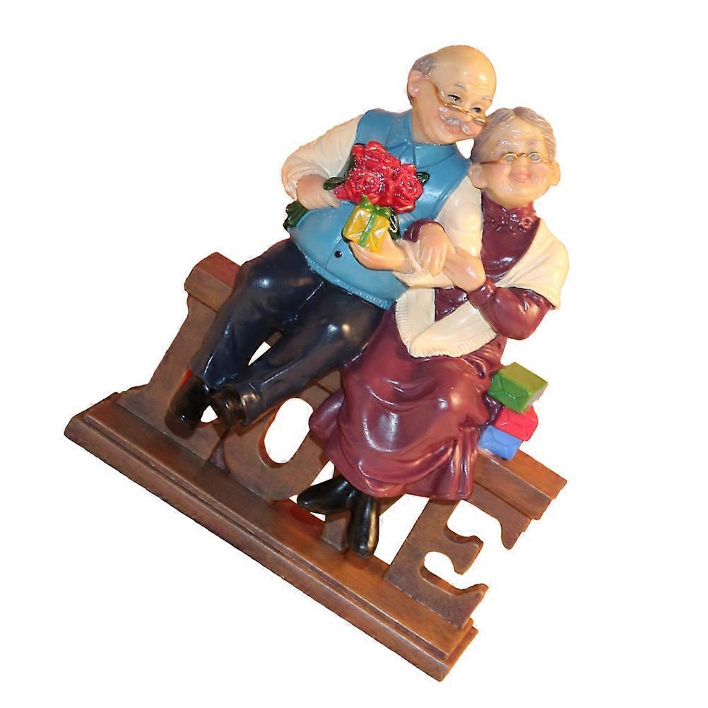 Loving Couple Figurines Resin Elderly Decor Compact Size 1Pc