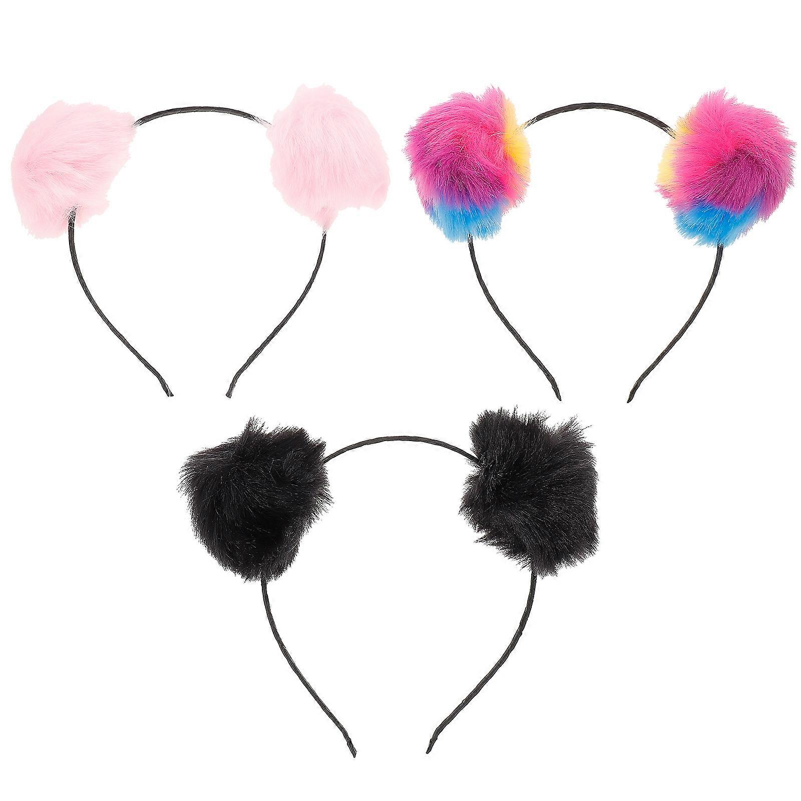 Fuzzy Headband for Kids Assorted Color Artificial Material Perfect for Parties and Gifts 3 Pieces