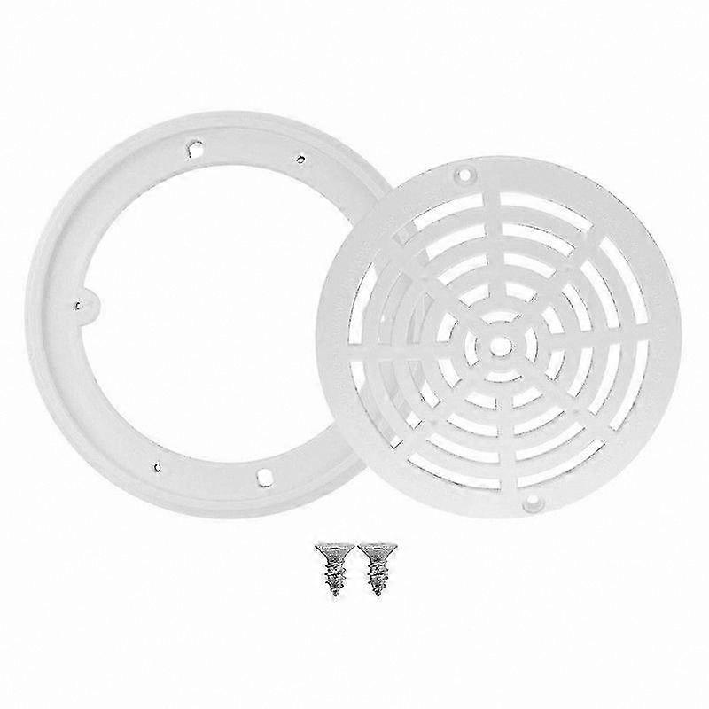 8-Inch Pool Drain Cover Replacement with Top Grate and Bottom Mounting Plates, White