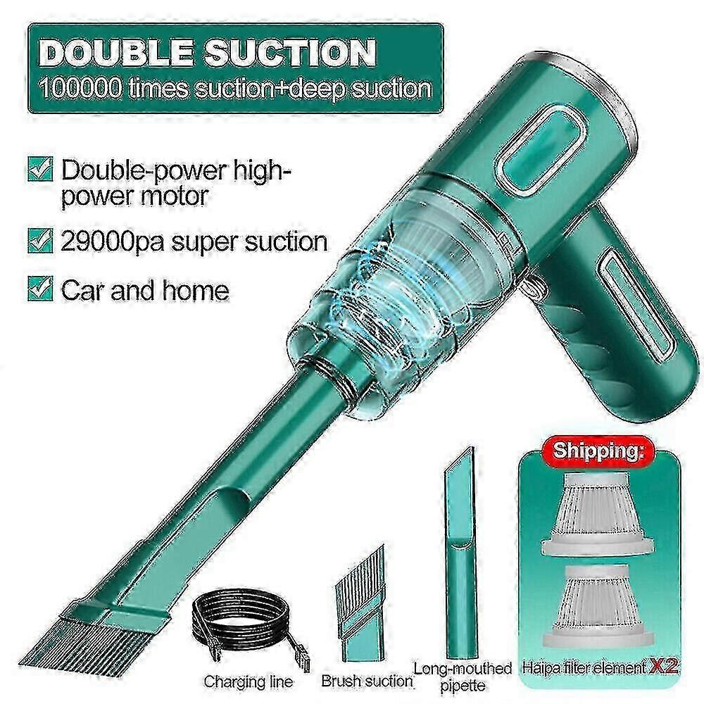 High-power cordless car vacuum cleaner: wet and dry use, suction power 29000pa