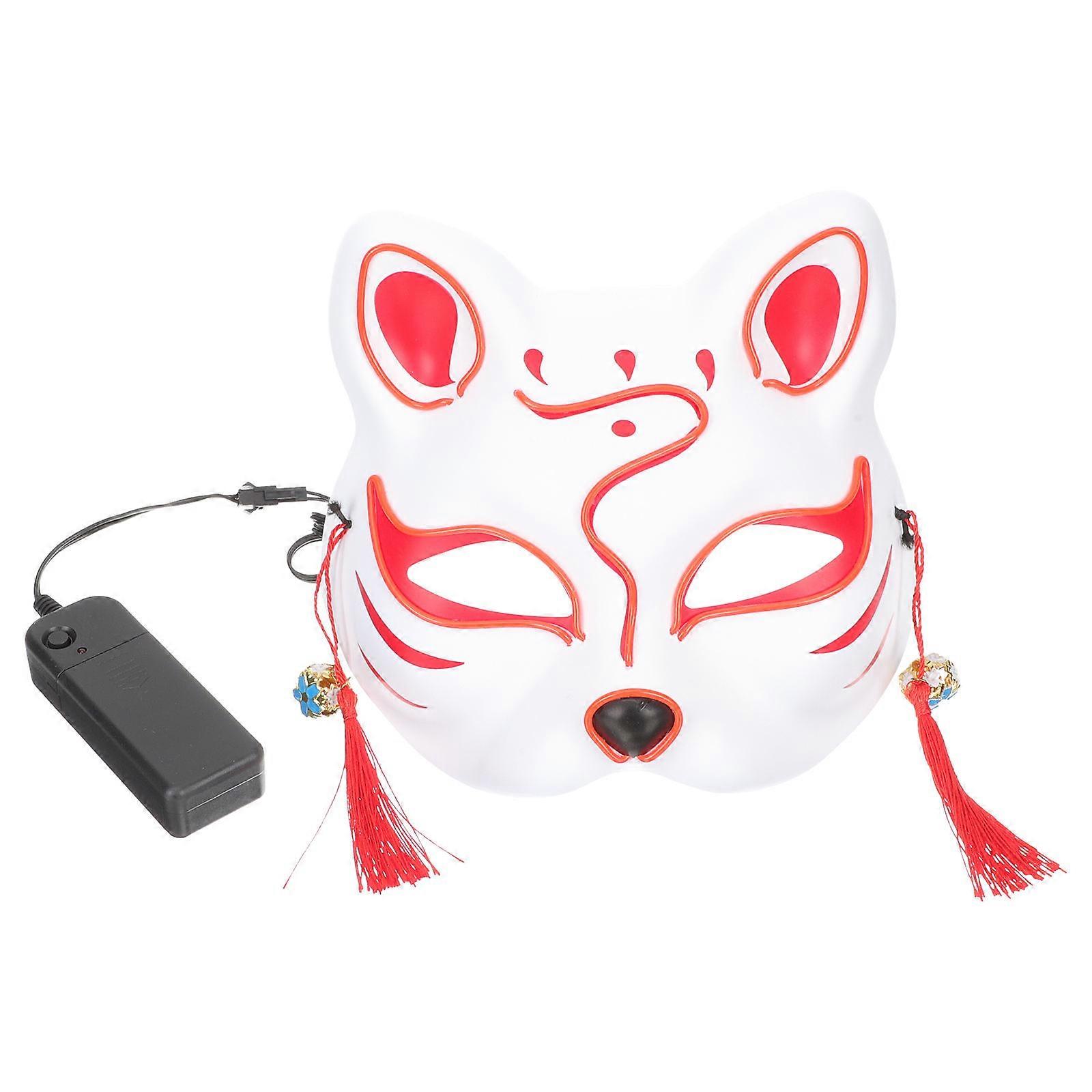 Luminous Mask for Halloween and Role-Playing Parties in Red Color Made from Plastic with Light Emitting Function for Adults and Kids 1Pack