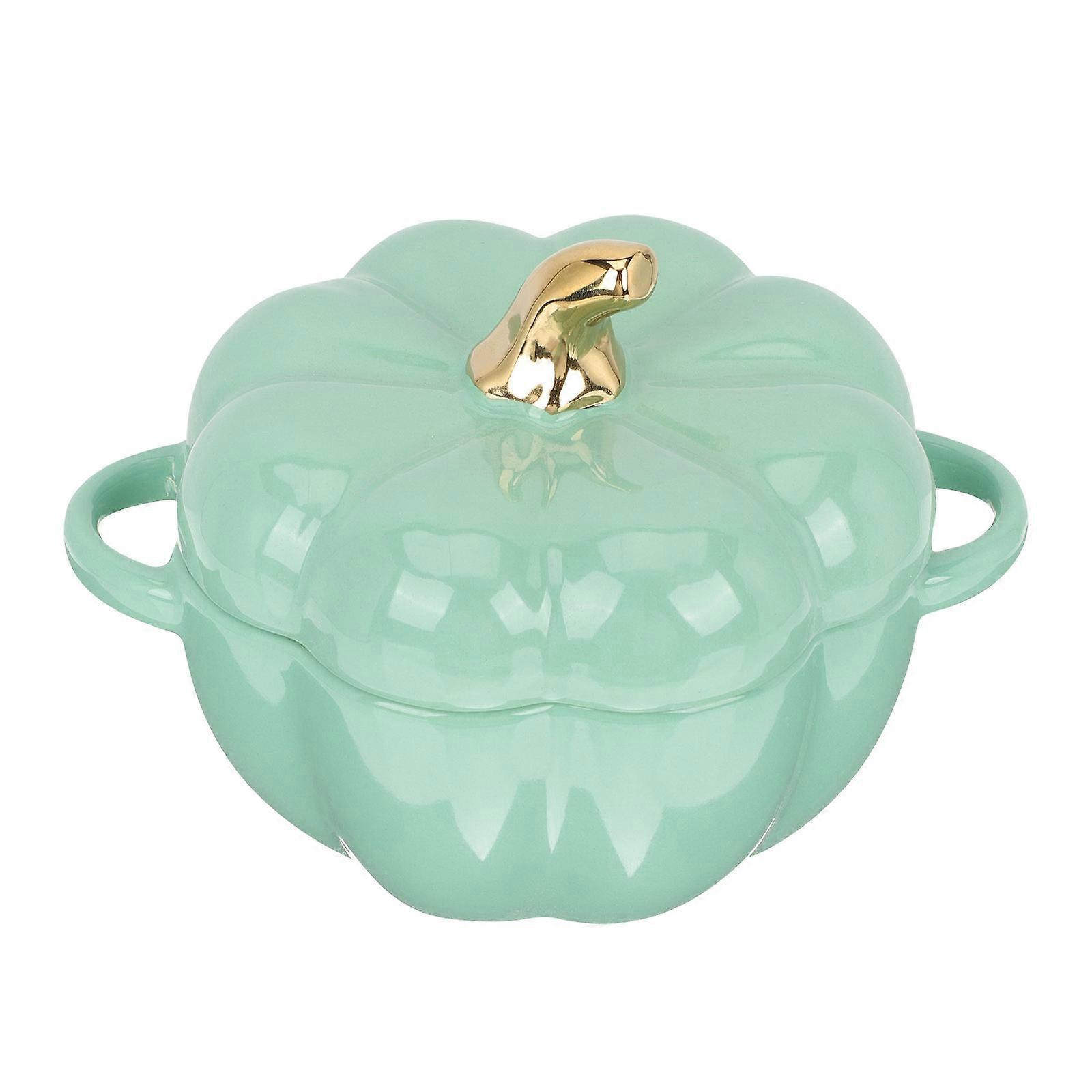Containers With Lids Ceramic Stew Pot For Household Kitchenware In Pumpkin Design 18X14Cm 1Pack