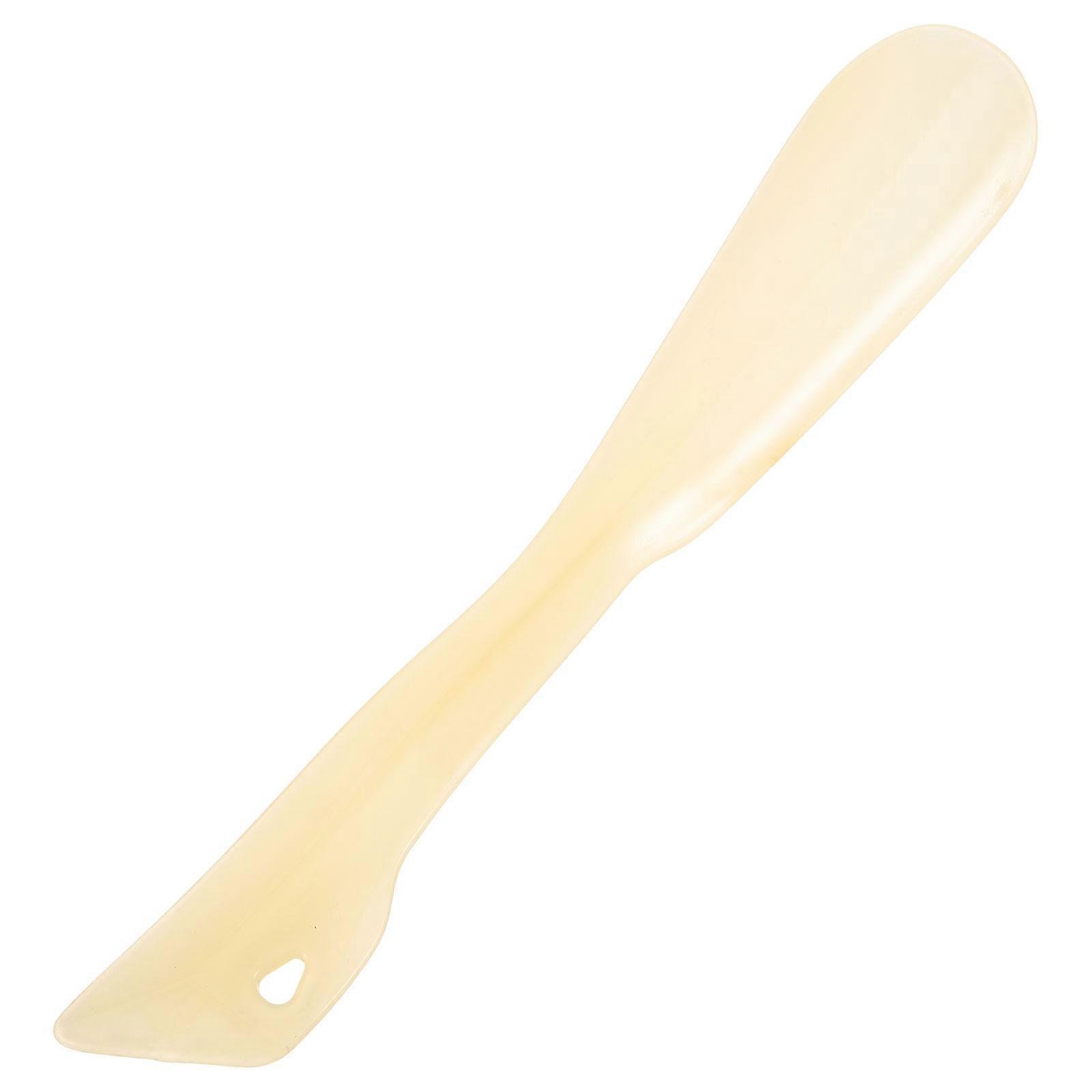 Light Yellow Plastic Shoehorn With Long Handle For Comfortable Shoe Fitting Support 1Set