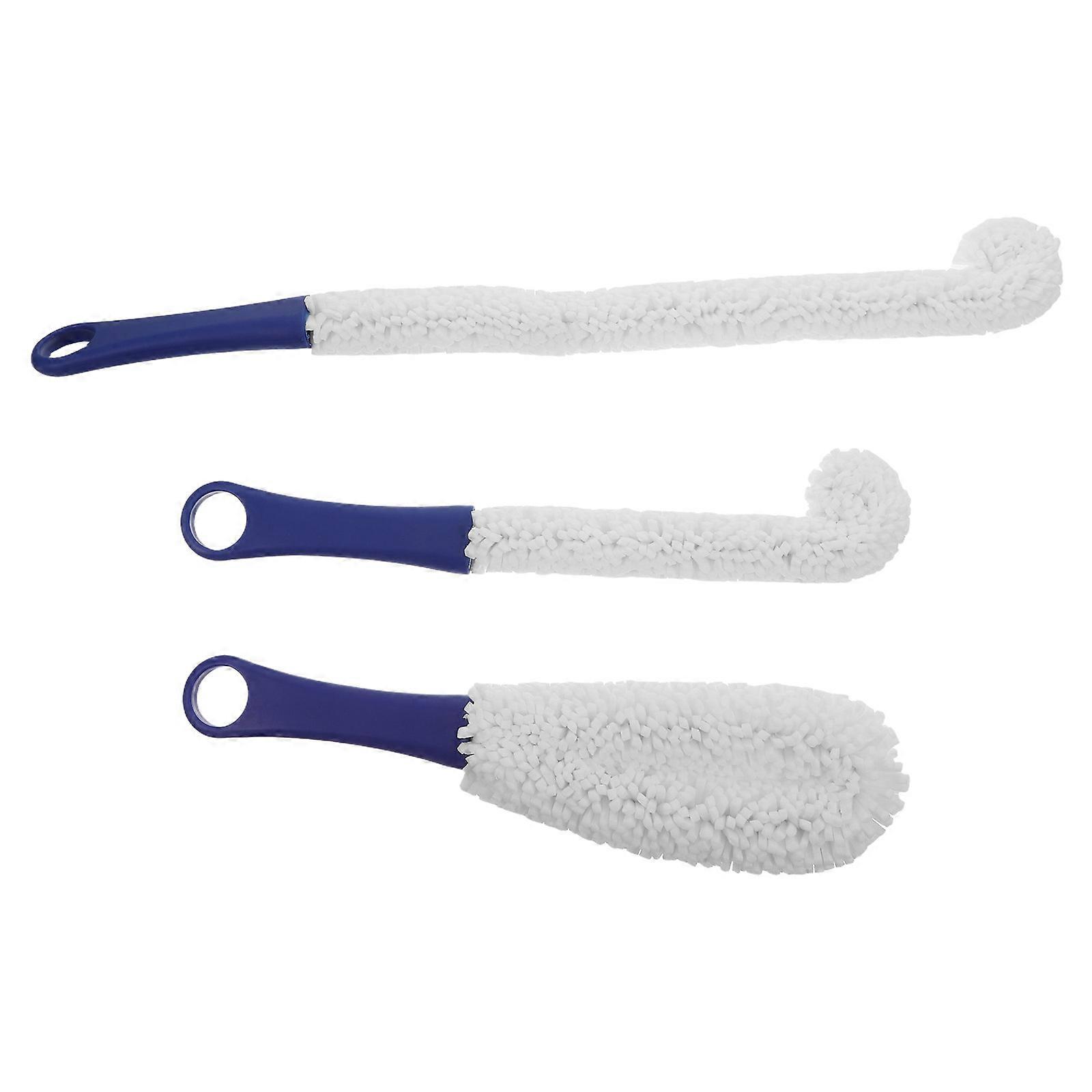 3pcs Wine Decanter Cleaning Brush Set Ergonomic Glassware Cleaner for Decanters, Goblets & Wine Glasses with Sturdy Design for Easy Cleaning